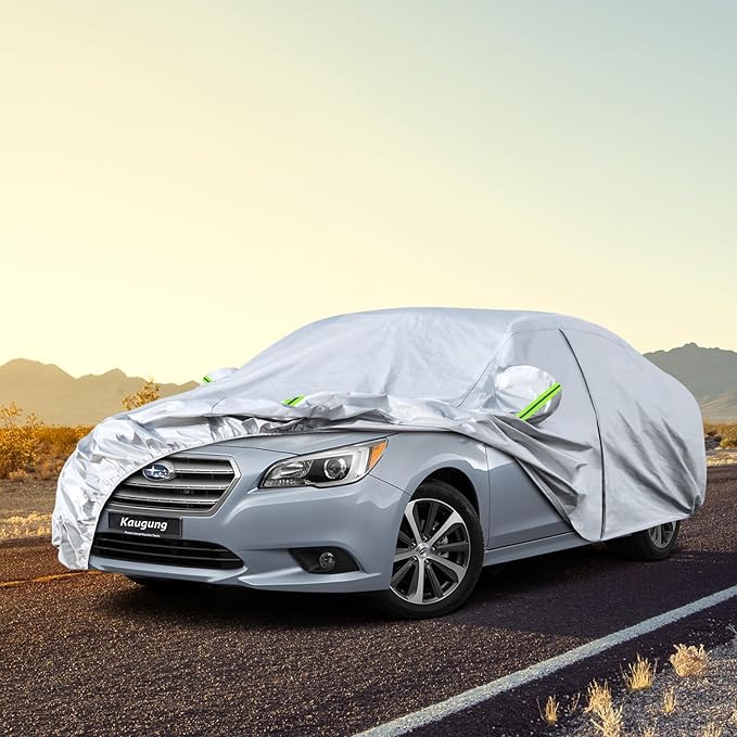 Kaugung 6 Layers Car Cover Custom Fit Subaru Legacy Sedan from 2001 to 2025, Waterproof Car Cover All Weather for Automobiles Outdoor Indoor with Zipper Door, Sun Rain Dust Snow Protection.