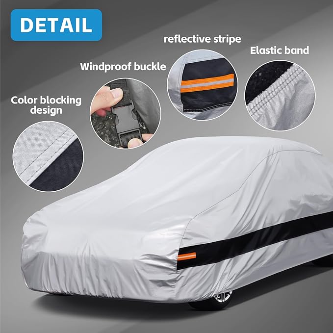 10 Layer Coupe Car Cover Waterproof All Weather for Automobiles,100% Waterproof Outdoor Car Covers Rain Snow UV Dust Protection. Custom Fit for Ford Mustang,Chevy Camaro,Porsche 911,etc