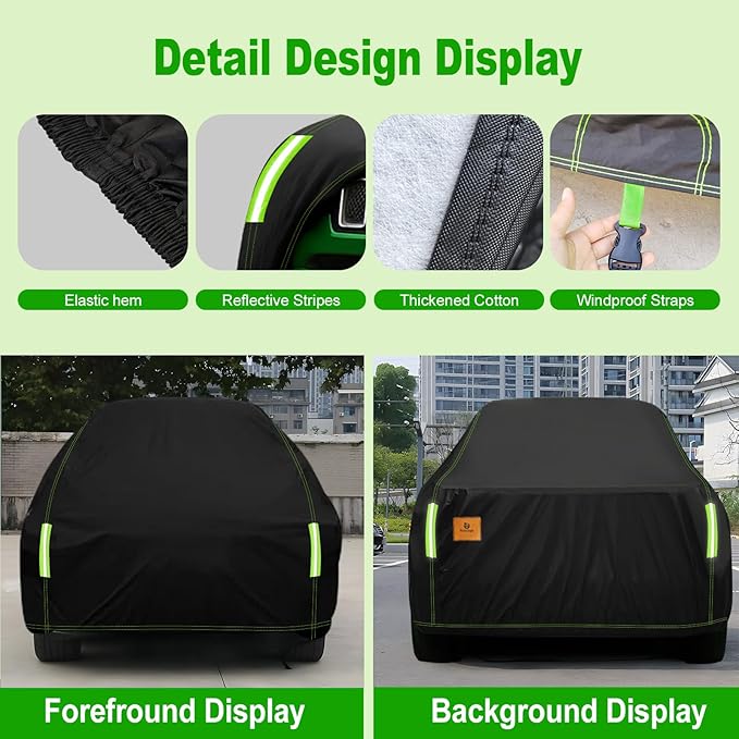 Custom Fit for Jeep Compass Car Cover 2007-2025 Compact SUV Covers 100% Waterproof with Zipper Door & Side Mirror Pockets All Weather Snowproof Rain Hail UV Protection Outdoor Full Cover