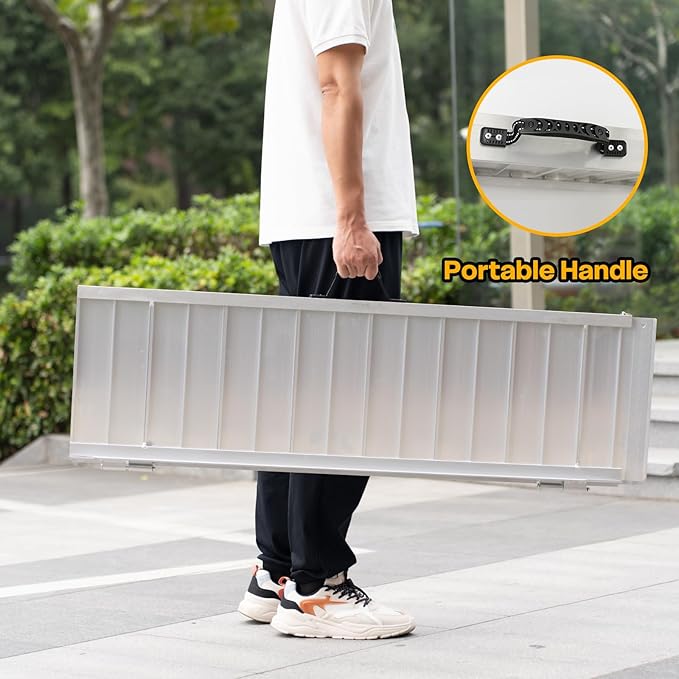 Vie Triomphe Portable Wheelchair Ramp 5FT, Non-Slip Aluminum Folding Handicap Ramp for Seniors, Elderly, Disabled, Wheelchairs, Scooters, Home Entry, Doorways, Steps
