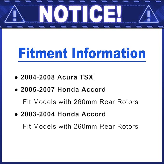 Drilled Black E-coating Rear Brake Rotors Replacement for Honda Accord 2003-2007, Acura TSX 2004-2008 - For Models with 260 mm Rear Rotors