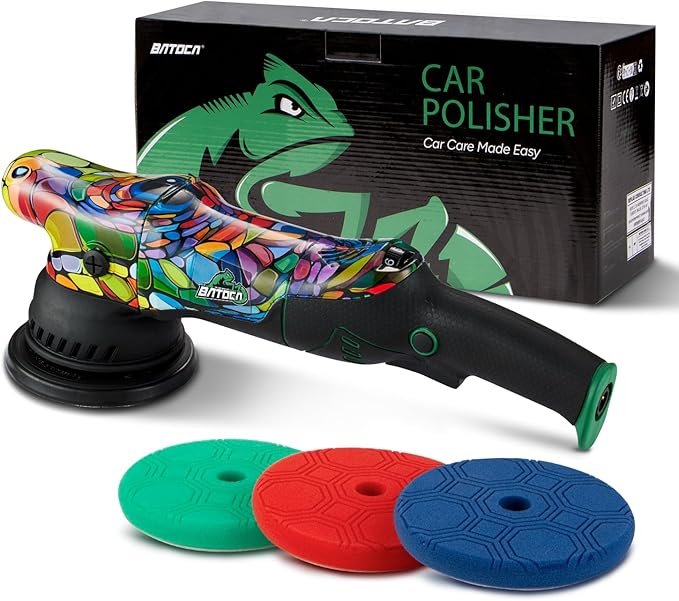 BATOCA P1 Car Buffer Polisher, 1000W High-Torque - 5-Inch 15mm Long-Throw Dual Action Orbital Polisher for Detailing - 6-Speed DA with Anti-Vibration Design & 16.4ft Detachable Cord - Auto, Boat, RV