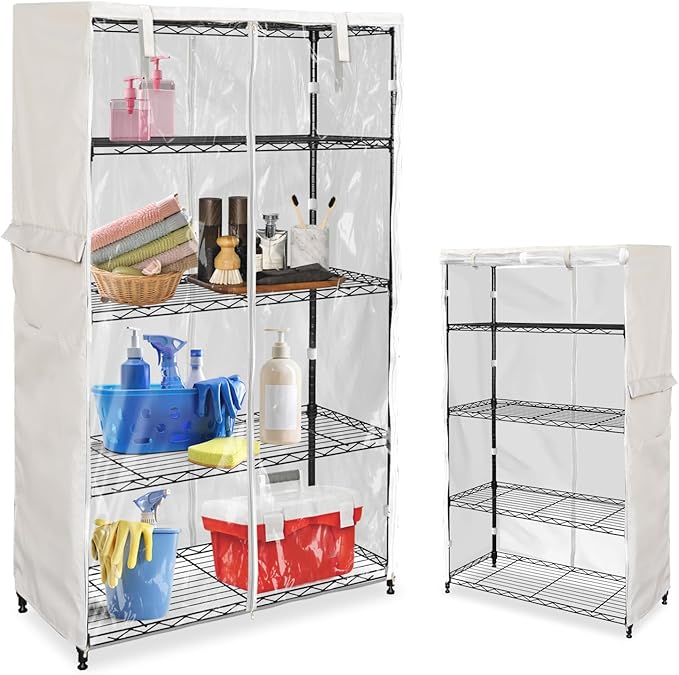 Heavy-Duty Waterproof Wire Shelf Cover, Garage Storage Shelving Protector, Universal Fit 36 x 18 x 72 Inch Rack Covers with 1" Tolerance (Beige)