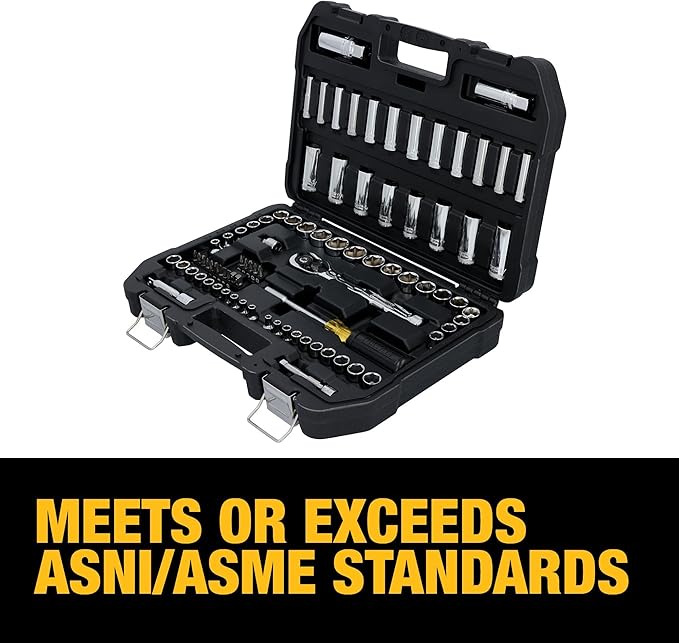 DEWALT Mechanics Tool Set, 84 Piece SAE/Metric Set with Low Profile 72-tooth Ratchet,1/4 Inch Drive (DWMT45424)