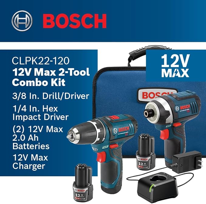 Bosch 12V Max Cordless 2-Tool Combo Kit with Drill/Driver and Impact Driver (CLPK22-120)