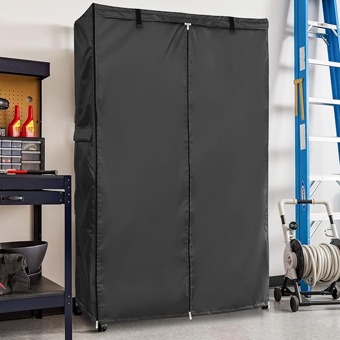 Wire Rack Covers,Heavy Duty 600D Dustproof Waterproof Storage Rack Covers for Metal Shelves,Storage Shelf Cover with Zipper for Wire Shlef,48''W x 24''D x 71''H,Black