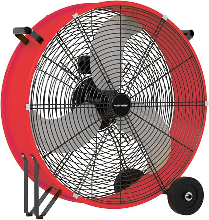 30 Inch Industrial Drum Fan 14000 CFM Ultra High Velocity Floor Fan for Large Warehouse, Shop & Gym - 3-Speed Heavy Duty Metal Cooling Fan with 360° Tilt, Rolling Wheels & UL Safety Listed