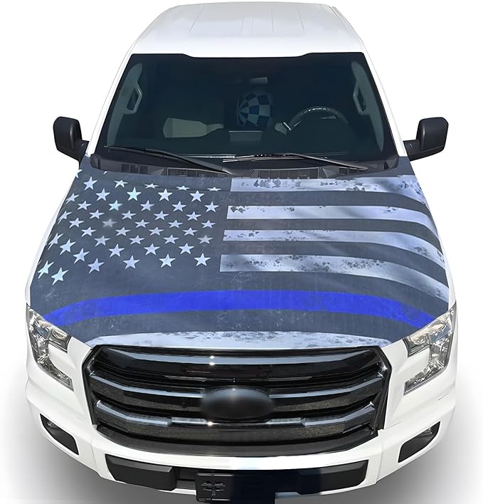 American Car Hood Cover - 59x51 in Patriotic Hood Cover Flag Bonnet Banner with 2 Adjustable Triangular Fasteners, Universal Fit for Trucks, SUV, Patriotic America Flag Cars Decor