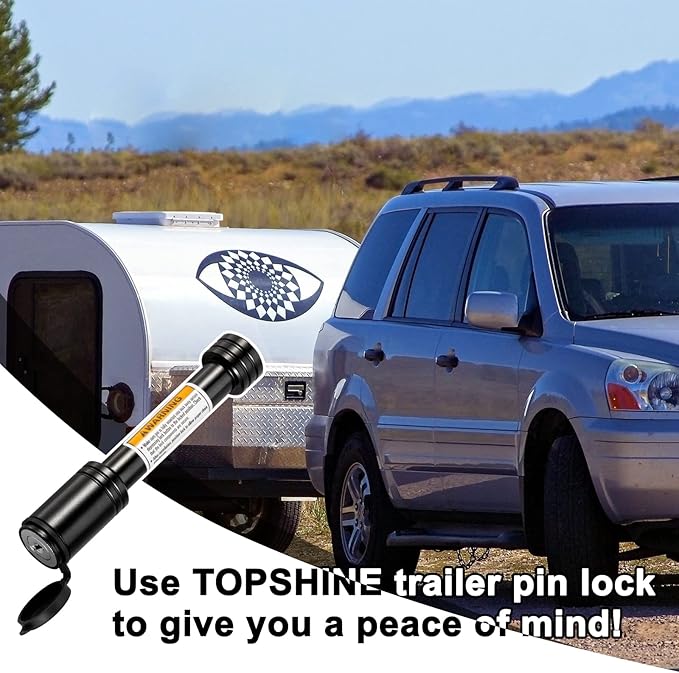 TOPSHINE Black Hitch Pin Lock, 5/8" Dia Trailer Hitch Looking Pin with Keys Keyed Alike for 2 inch Receiver