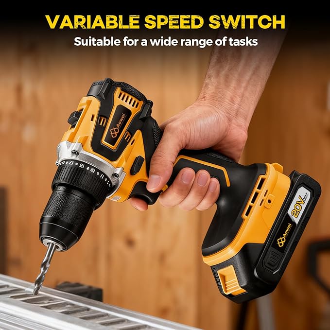 Cordless Drill Set/Driver, 20V Electric Power Drill With Battery And Charger, 40N Torque, 20+1 Settings, 2 Batteries,3/8-Inch Keyless Chuck, Driver Bits Kit, LED Light