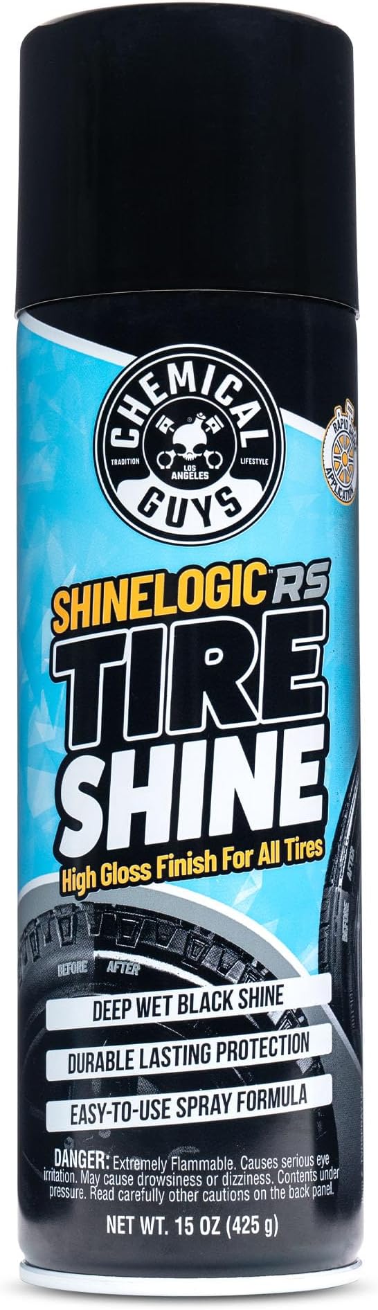 Chemical Guys ShineLogicRS Tire Shine, Deep Wet Black Shine, Safe for Cars, Trucks, Motorcycles, RVs & More, 15 fl oz