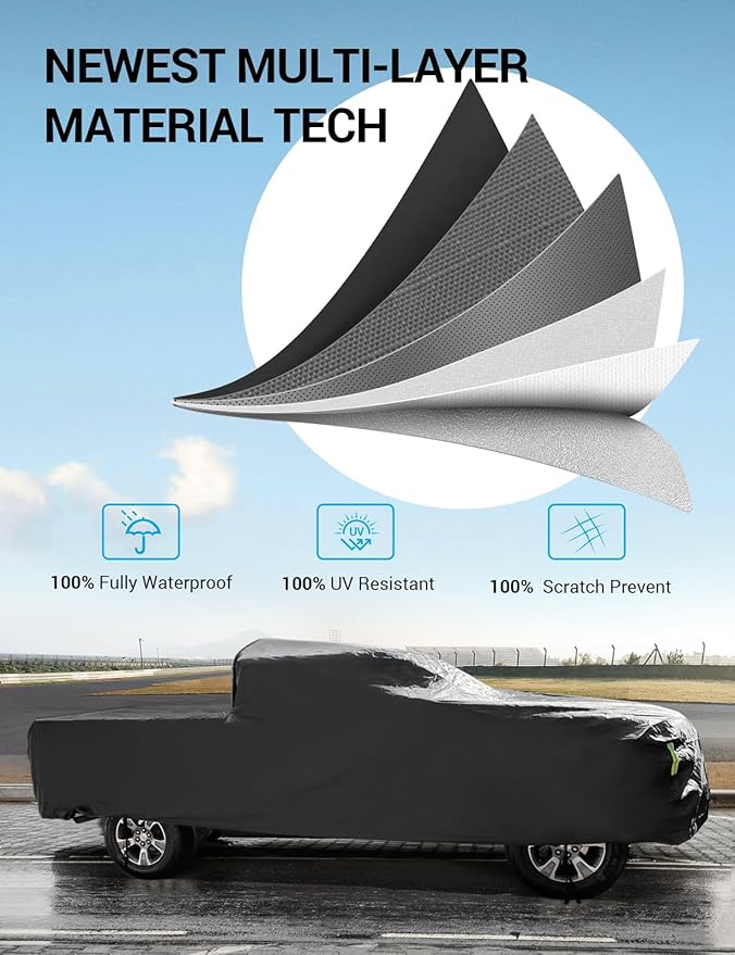Proadsy Car Cover for Rivian R1T 2026 2025 2024 2023 2022 Windproof All Weather Waterproof Sun Rain UV Dust Snow Protection Outdoor Custom-fit All Weather Car Covers
