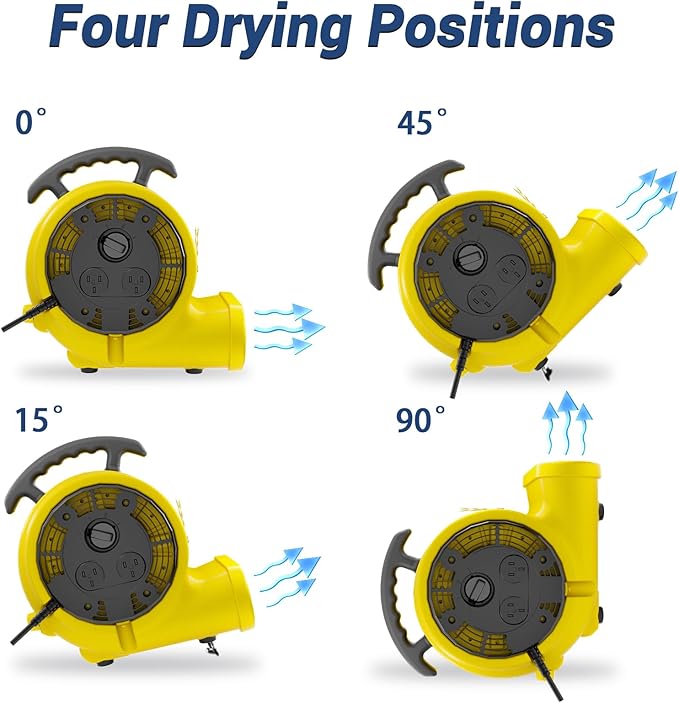 Air Mover Blower Fan, Industrial 1/2HP 2500CFM Monster Floor Blower Carpet Dryers - 3 Speeds, 4 Adjustable Angles, 15FT Long Cord, Stackable - 2026 Upgraded
