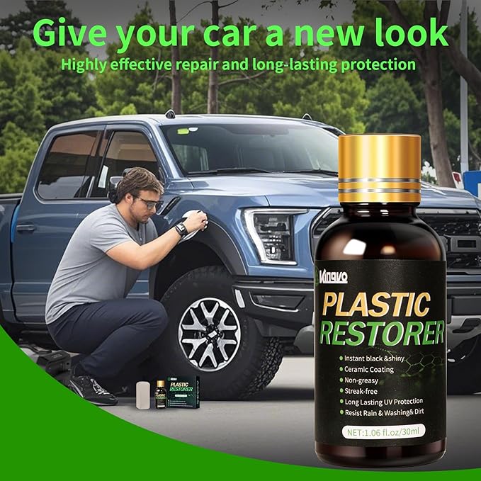 Kingvo Plastic Restorer for Cars, Black Plastic Trim Restorer Cars Ceramic Plastic Coating Trim Restore Plastic Repair for Trim,with Foam Applicator,30ML(2-Pack)