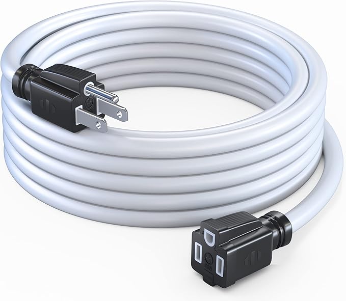 Maximm Extension Cord 6 Ft – White Indoor & Outdoor Power Cords, 16 AWG SJTW, Heavy Duty, ETL Listed, Grounded 3-Prong – Extension Cable for Home, Office & Garage