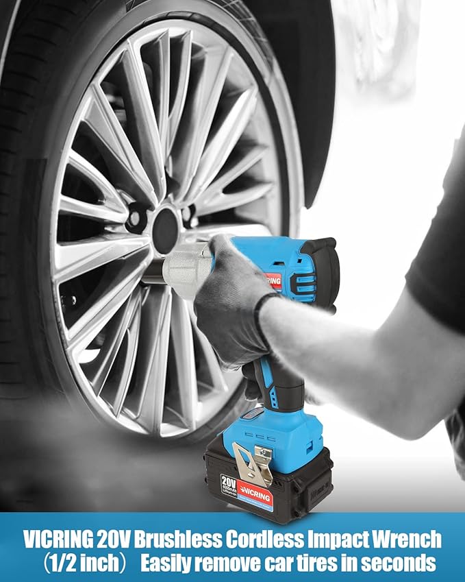 20V Cordless Impact Wrench - 1/2 Inch High Torque Electric Impact Driver With 4.0Ah Battery, Fast Charger and 4 Sockets