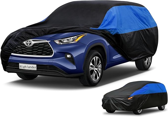 Toyota Car Cover Custom Fit Toyota Highlander Waterproof All Weather, Lightweight Full Exterior Cover for Automobiles Outdoor Sun UV Rain Dust Snow Wind Protection.