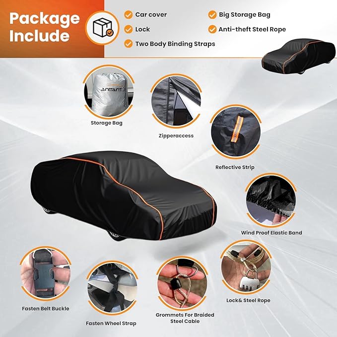 Waterproof Sport Car Cover, Super Lightweight Small Outdoor Car Cover Rain Car Covers for Automobiles All Weather Waterproof Fit Coupe 163" to 178"