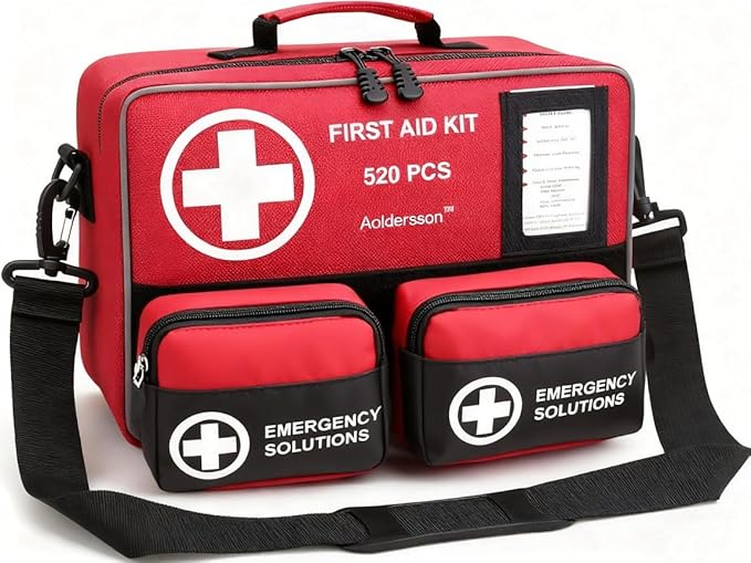 520 Piece Large First Aid Kit – Emergency Survival Kit for Car, Home, Camping, and Travel – Compact Medical Kit for Roadside Emergencies, Outdoor Adventures, and Everyday Safety
