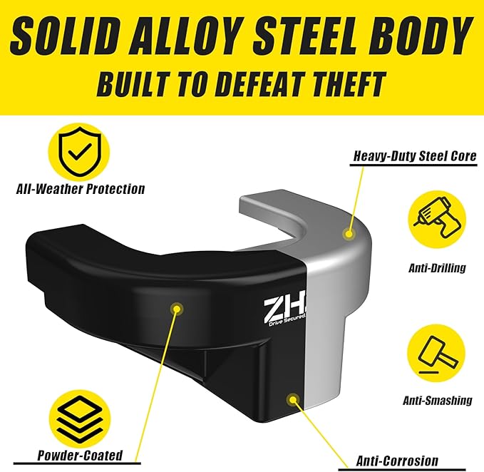 Trailer Hitch Lock, Heavy Duty Anti-Theft Trailer Tongue Lock for 2 Inch Couplers, Reinforced Solid Steel Tow Hitch Coupler Locks Set for RV, Camper, Boat, Caravan
