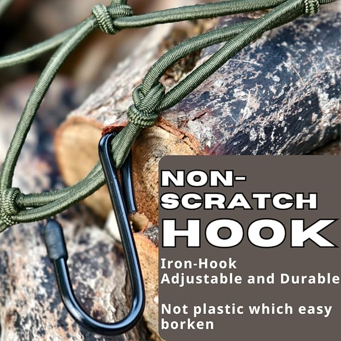 ONIPAX 15"x 15" High Elastic Bungee Cargo Net with 6 Hooks for Bicycle Motorcycle (Green 1 PCS Net)