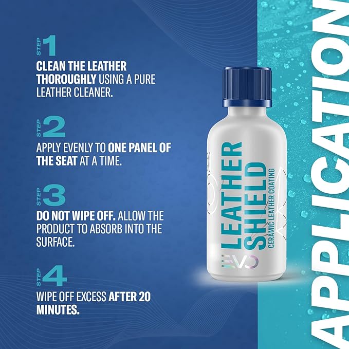 Gyeon Leather Shield EVO 50 ml - Ceramic Coating for Leather | All Types of Natural Leather, Tesla Vegan | No Change in Finish of Upholstery |Repels Dirt and Liquid | Car Interior UV Protector