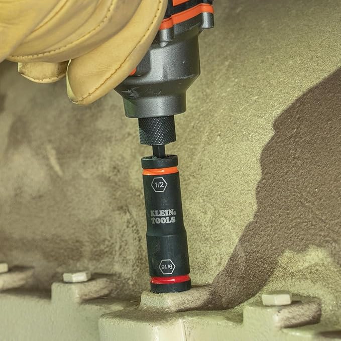 Klein Tools Impact Driver Flip Socket, 11/16- and 5/8-Inch Sizes, Use with Klein Tools Compact Impact Wrenches BAT20CW, BAT20CW1