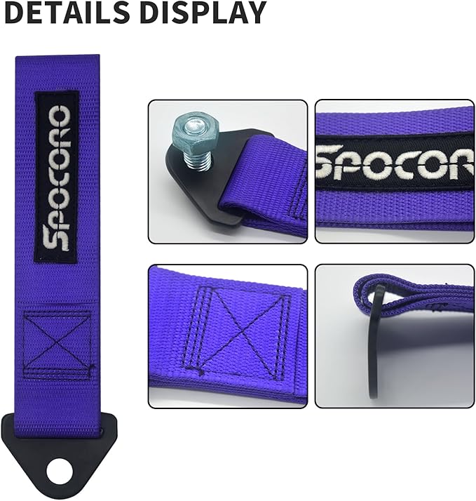 Heavy Duty Racing Tow Strap JDM – Nylon Tow Strap for Track, Off-Road, and Decoration (Purple)