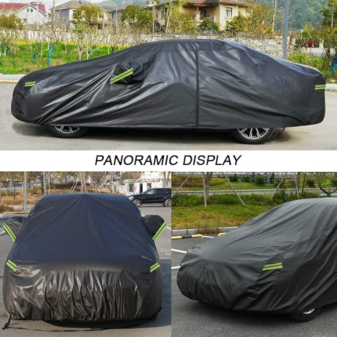 Kaugung 7 Layers Car Cover Custom Fit Audi A4 (2007-2025), Outdoor Waterproof All Weather Sun Rain Dust Snow Protection with Zipper Door.