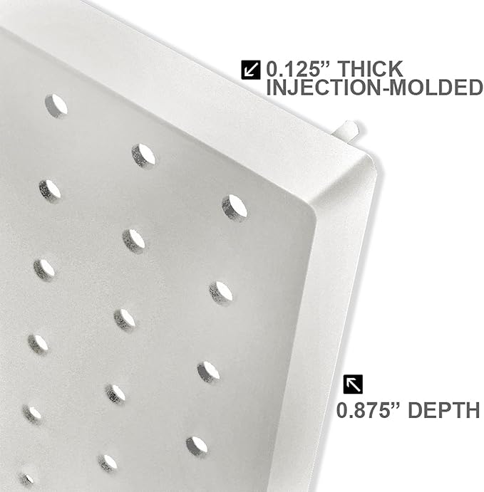 Azar Displays, 900945-WHT, 70 Piece Pegboard Organizer, Wall Mount Peg Board Combination Panel Kit for Bedroom, Craft Room, Study, Office or Garage, Assorted Accessories Hooks and Bins, 27"x22", White