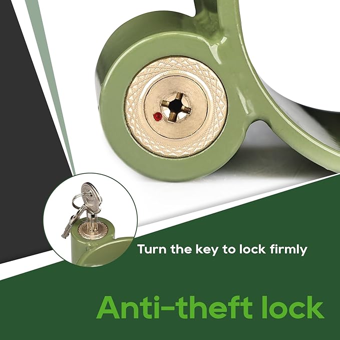 RVGUARD 5th Wheel Lock (Green), Heavy Duty Steel King Pin Lock with Anti-Theft Warning Tag, for 5th Wheel/Semi Trailers/RVs/Containers