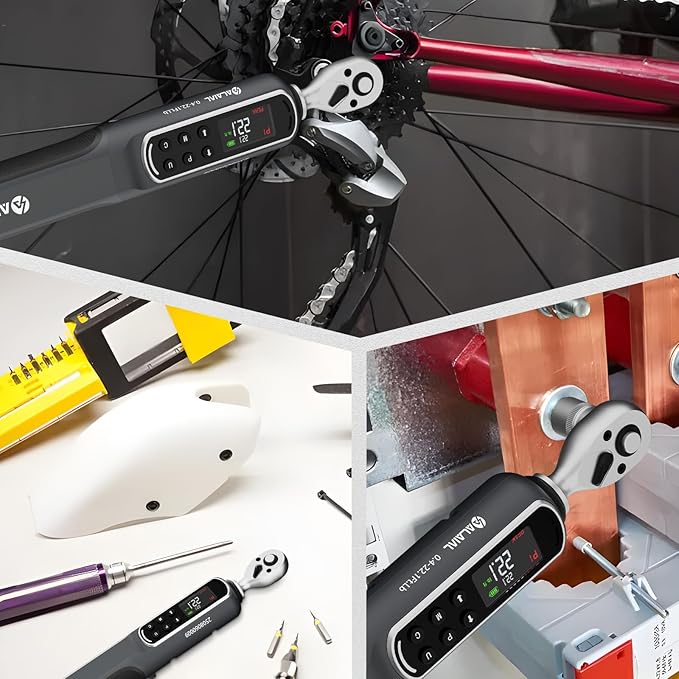 Digital Torque Wrench 1/4 Drive, 0.4-22.1 Ft.Lb/0.5-30 Nm Dual Direction Rachet Torque Wrench with Vibration, Buzzer and LED Alert, Electronic Torque Wrench for Bike Motorcycle Car Repair