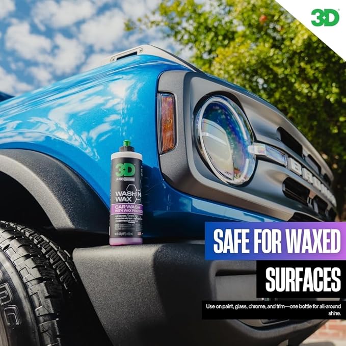 3D Wash N Wax Car Wash Soap - pH Balanced, Easy Rinse, Scratch Free Soap with Wax Protection - 1 Gallon