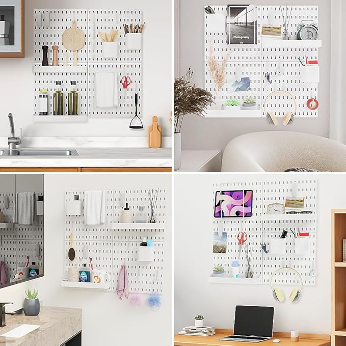 15pcs Pegboard Sets, Peg Board, Pegboard Wall Organizer, Storage System for Workbench, Shop, Shed Modular Peg Board Organizer Board Kit