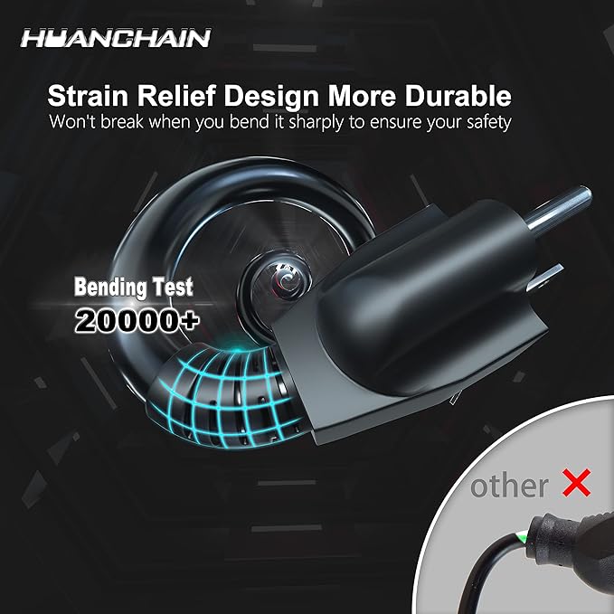 HUANCHAIN 4 FT 16 Gauge Black Indoor Outdoor Extension Cord Waterproof, Flexible Cold Weather 3 Prong Electric Cord Outside, 13A 1625W 125V 16AWG SJTW, ETL Listed