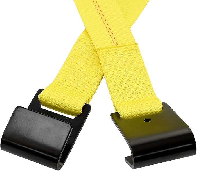 Tow Dolly Basket Straps with Flat Hook Heavy Duty Car Dolly Straps Universal Fit Most 14"-19" Wheels 10,000Lbs Webbing Break Strength Tire Bonnet Yellow