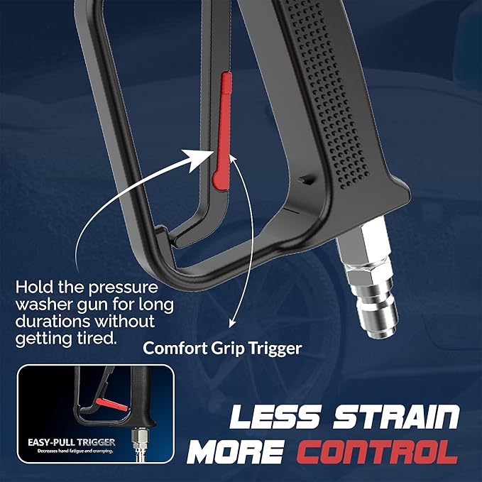 SPIRIX Stubby Pressure Washer Gun - 4000 PSI Short Power Washer Gun with 360° Swivel, 3/8" Quick Connect, Heavy Duty Spray Handle for Foam Cannon Car Wash Detailing