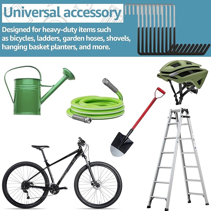 Acrux7 16 Pack Rafter Hooks Heavy Duty Rafter Hanger Vinyl Coated Large S Hooks for Hanging Ladder Bike Hangers Garage Storage Organizer (Black)