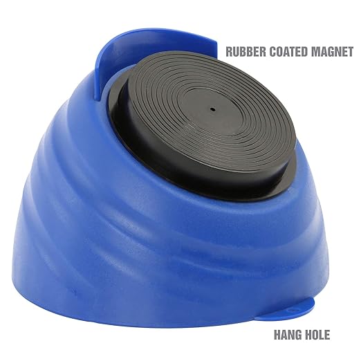 OEMTOOLS 25334 Blue Magnetic Nut Cup, Curved Magnetic Parts Tray Holds Up to 5 Pounds, Attaches To Metal Surfaces, Multi-Use Nuts And Bolts Organizer Made From Durable ABS Plastic