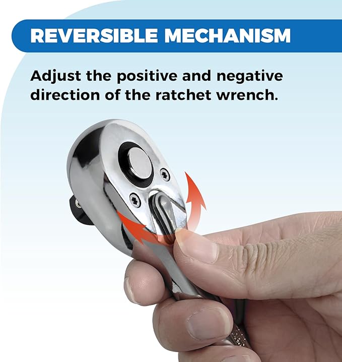 1/4-Inch Drive Ratchet, Quick-Release Reversible Ratchet Wrench, 72-Tooth 1/4 Drive Ratchet Handle, Chrome Alloy Made, Cr-Mo Head,Full Polished