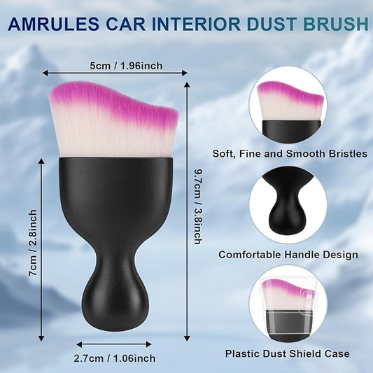 2 PCS Car Interior Detailing Brush, Auto Car Dusting Brushes, Soft Bristles Duster Removal Cleaning Tool for Dashboard Interior, Exterior, Skylight, Leather, Dust Brush, White & Purple