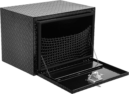 AUTOSAVER88 24 Inch Underbody Tool Boxes, Heavy Duty Aluminum Diamond Plate Toolbox Organizer, Waterproof Chest Storage Box with Lock for Trucks, Trailers, RVs, Warehouses, Black