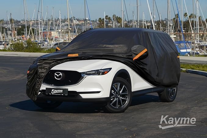 Kayme 7 Layers SUV Car Cover Custom Fit for Mazda CX-5 CX5 (2012-2025) Waterproof All Weather for Automobiles, Outdoor Full Cover Rain Sun UV Protection.Black