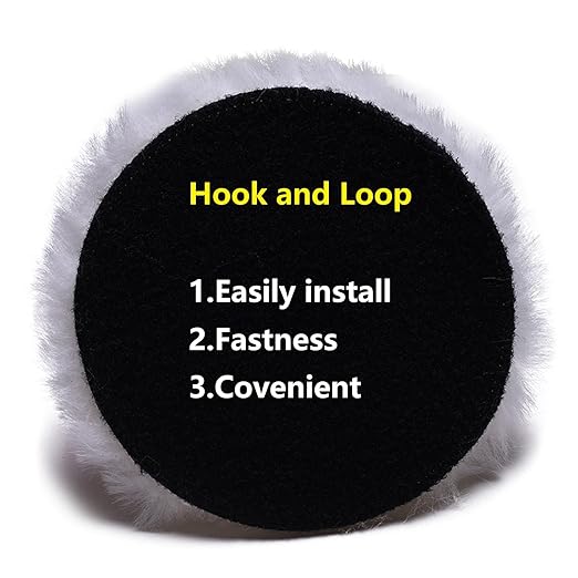 Gracefur 10 Pcs 4 Inch Lambs Wool Polishing Buffing Pads with Hook and Loop Back, Soft Sheepskin Buffer Pads for Vehicles, Boat, Furniture, Floors and So On
