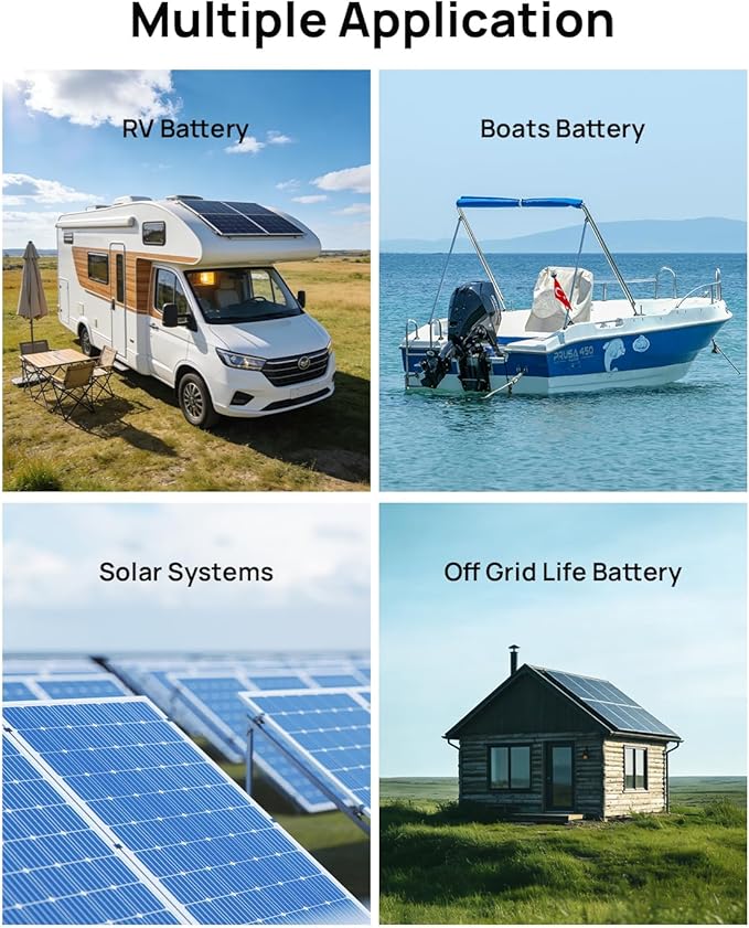 DC HOUSE 12V 20A Lithium Battery Charger, 14.6V LiFePO4 Charger with Battery Quick Connector & LED Indicator, Smart 300W Fast Charging for 12V Boat/RV Battery, Solar Systems, Off Grid, Homes