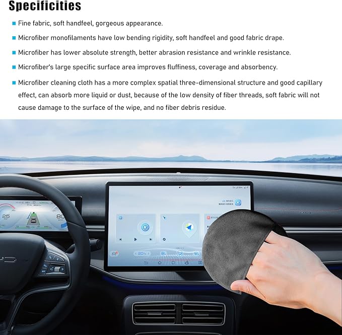 Car Screen Cleaner, 4.33"×4.33" Microfiber Auto Screen Cleaning Pad, Foldable Touch Screen Cleaner Cloth for Vehicle Dashboard LCD Display, Interior Car Accessories (Round, 2PCS)