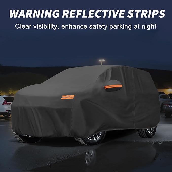 X AUTOHAUX Car Cover Outdoor Waterproof Sun Rain Snow Hail Protection with Left Side Door Zipper 210D-PU for Ford Explorer