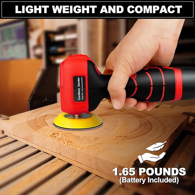Cordless Sander, 3" Palm Sander with 16.8V 3.0Ah Li-ion Battery, 3500RPM Mini Polisher, 19 Accessories Sanders Tool for Sanding/Polishing/Waxing/Cleaning