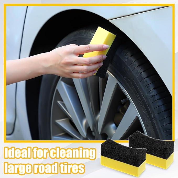 Frienda 12 Pieces Tire Applicator Pads car Wax tire Dressing Shine Color Polishing Sponge Wax Buffing Applicator Pads Cleaning Sponges for Car Glass, Painted Steel, Porcelain and More(Yellow)