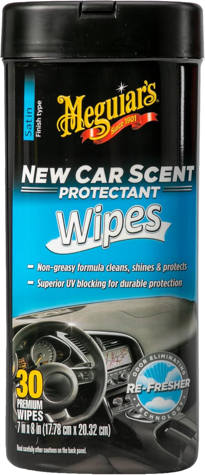 Meguiar's New Car Scent Protectant Wipes - Easy to Use Car Wipes that Protect and Freshen Your Car's Interior - Ideal for Car Detailing & Maintenance - 30 Ct